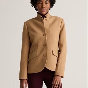 Quince Italian Wool Stand Collar Blazer Camel Medium New With Tags